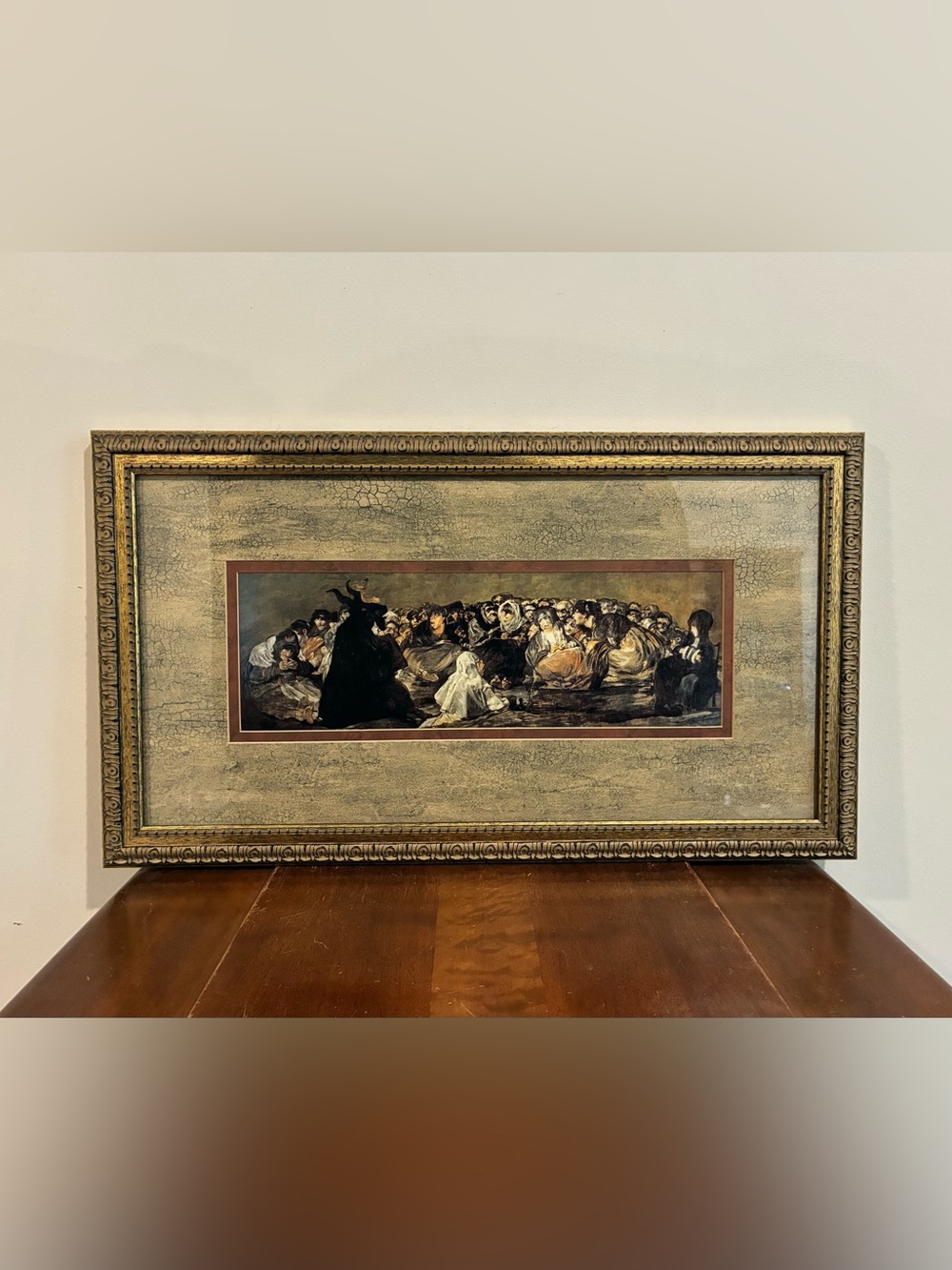 Goya Witches Sabbath Great He-Goat Framed Print 24x16 Witch Devil Gold Wall Art